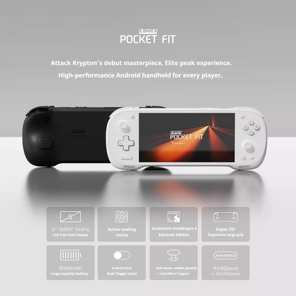 in stock Ayaneo KONKR Pocket FIT Android Game Console Gen3 6Inch 1080P 144Hz LCD 8000mAh Hall-Effect Joystick/Trigger Consoles