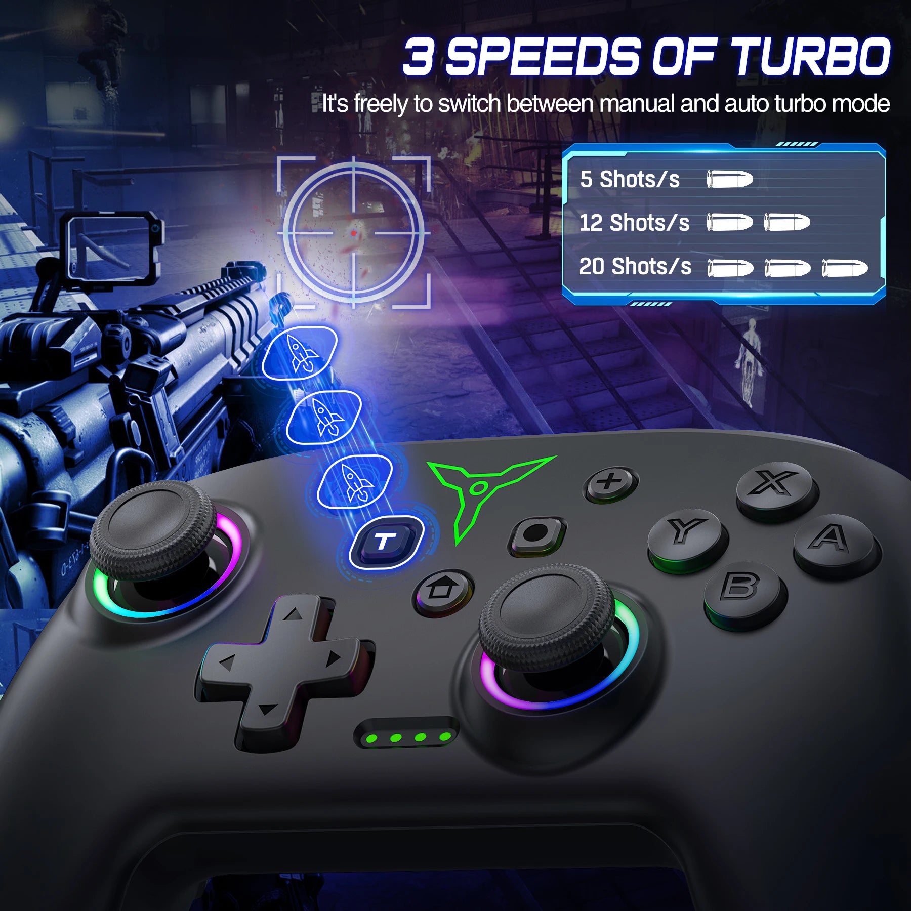 BEBONCOOL Q218 Wireless Switch Controller For Nintendo Switch/OLED/Lite/Android/IOS/ PC with Programmable,Turbo,6-Axix Gyro