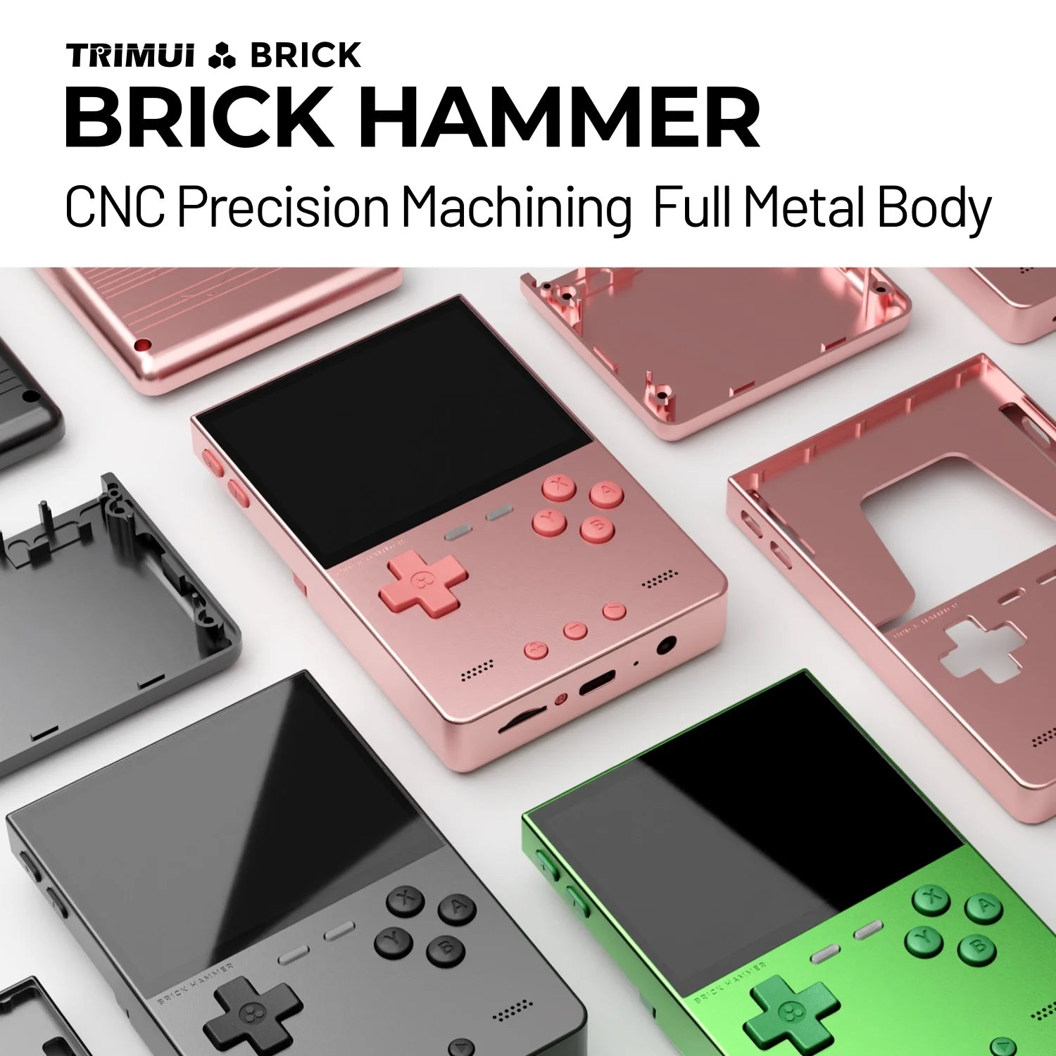 TRIMUI BRICK Hammer Handheld Game Console CNC Aluminum Alloy 3.2''IPS Screen A133P Linux OS LED Lighting Free Keycap Palyer Gift