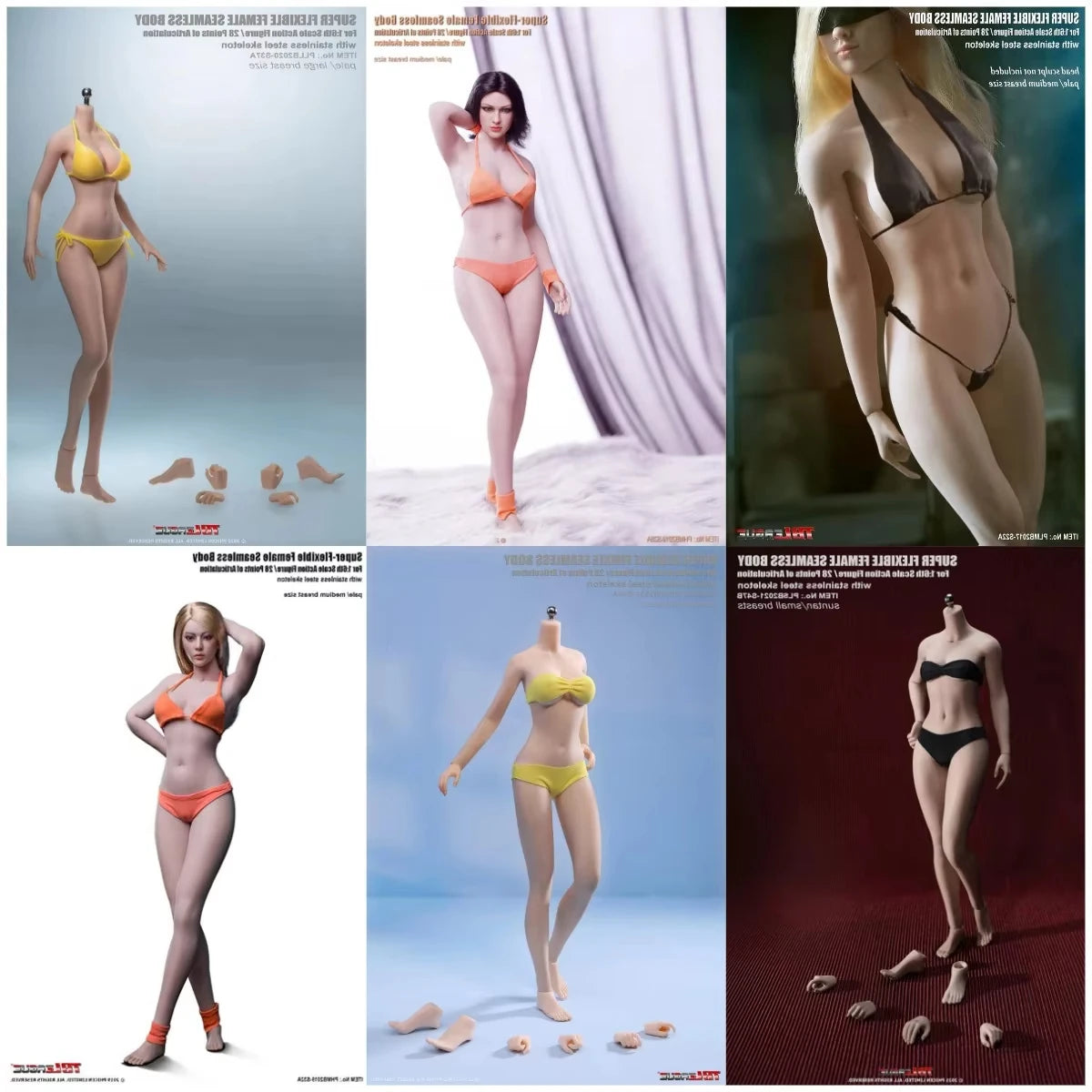 TBL S04 S01 S19 1/6 Female Super-flexible Body Doll Phicen Stainless Steel Skeleton Suntan Pale Large/small Breast Action Figure