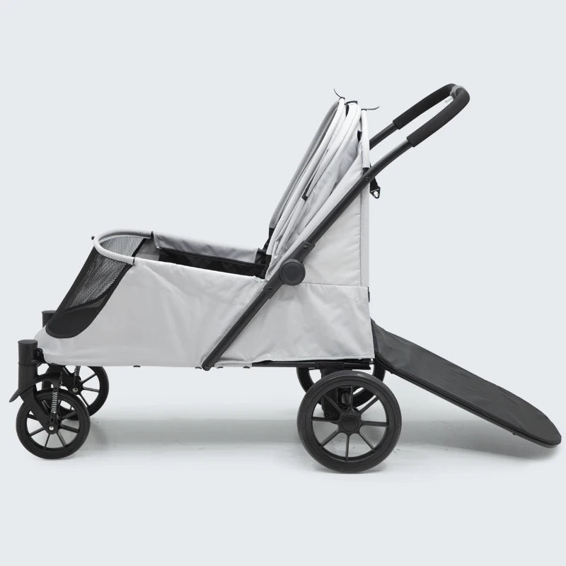 Geräumiger, langlebiger Haustier-Kinderwagen im neuen Design, tragbare Hunderampe, großer Hundewagen, luxuriöser Kinderwagen für 40 kg, 124 x 66 x 100 cm