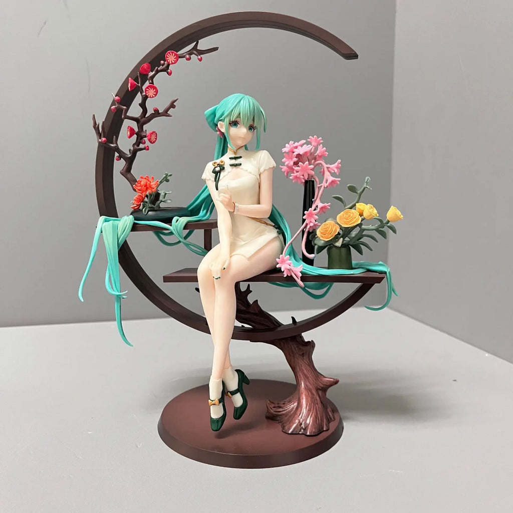 25cm Hatsune Miku In Cheongsam 1/7 Beautiful Girl Figure Model Statue Boys Collection Desktop Decoration Ornament Toys Gifts