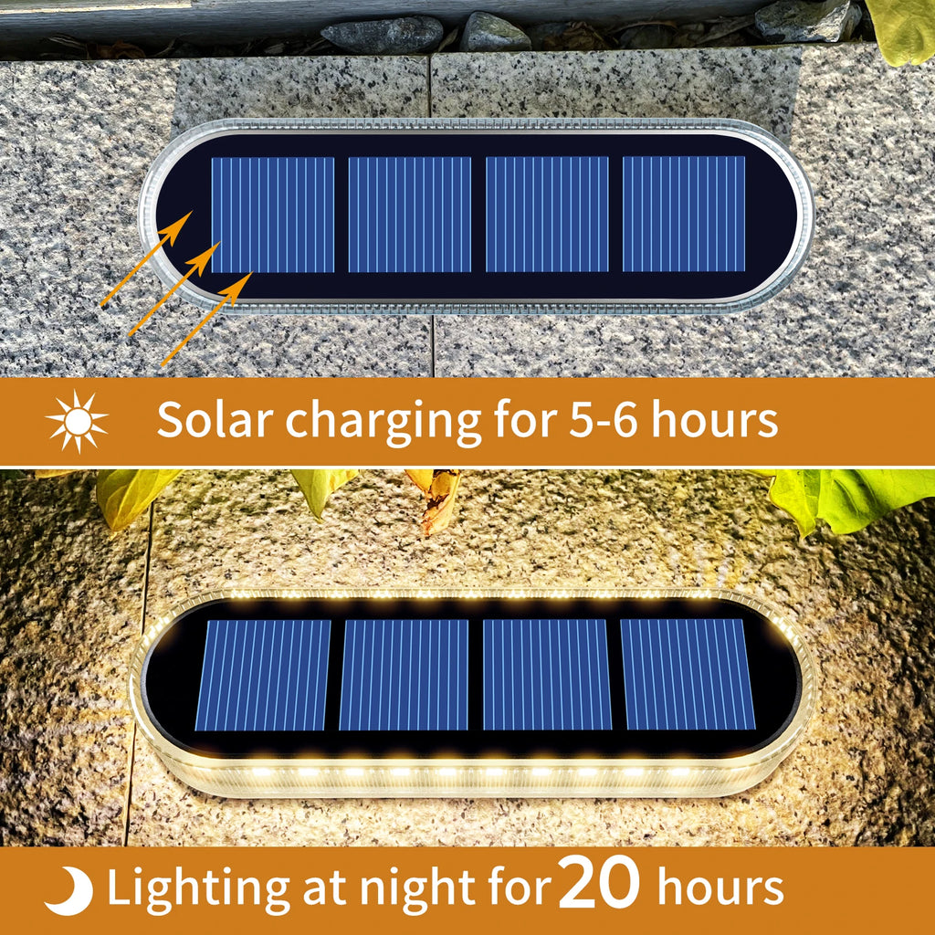 Quality Solar Step Lights Waterproof IP68 Warm White LED Path Lights Solar Powered Light Bar for Stairs Driveway Walkway Dock