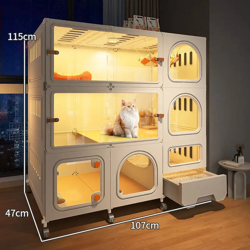 Cat Villa Pulley Design Cat Cage Outdoor Large Space Easy Install Cat's House Shelves Firm and Durable Cats Accessories Supplies