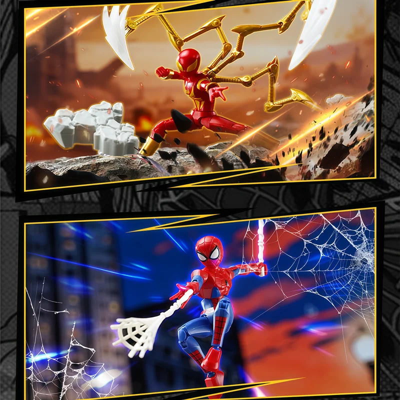 New Keeppley Spider-Man Iron Spider Scarlet Spider Miles Morales Anime Figure Building Block Blind Box Toys Kids Christmas Gifts