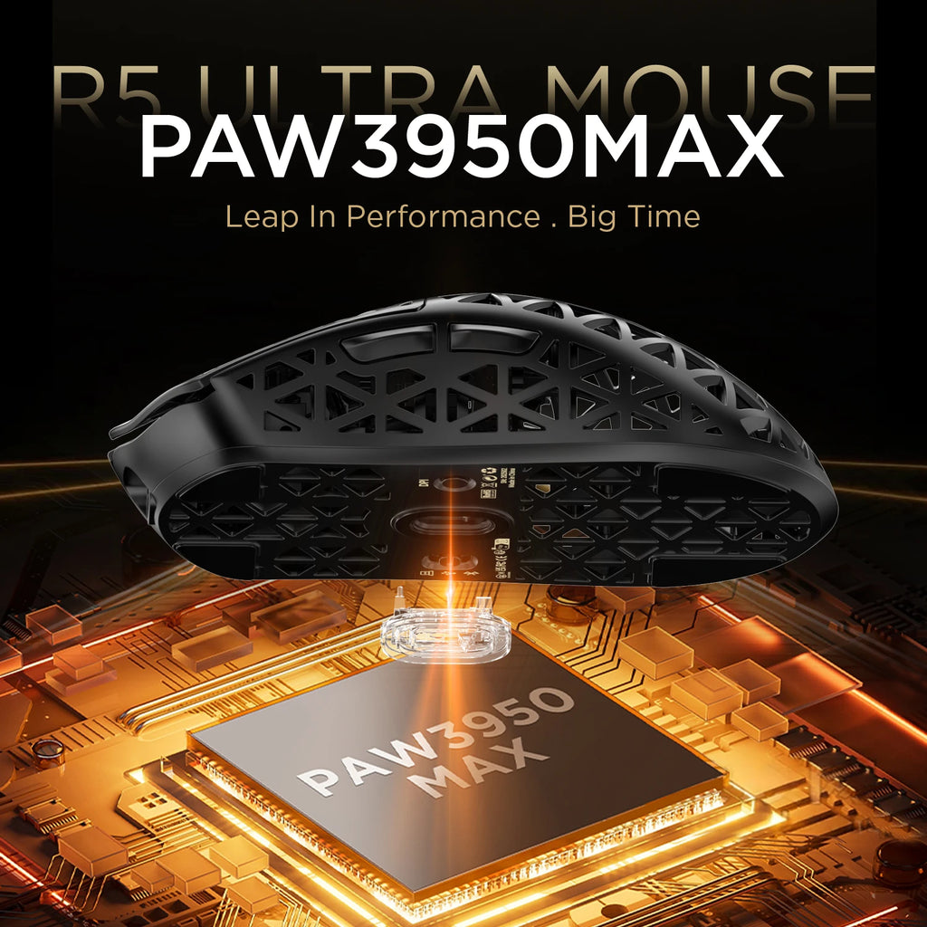 Безжична 8K геймърска мишка ATTACK SHARK R5 Ultra, екологична, от въглеродни влакна, сензор PAW3950Max, контролер Nordic52840
