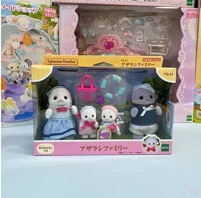 Sylvanian Families Anime Figure Baby Doll Set Kawaii Rainy Equipment Lop Baby Doll Room Ornaments Desktop Decoration Toy Gifts