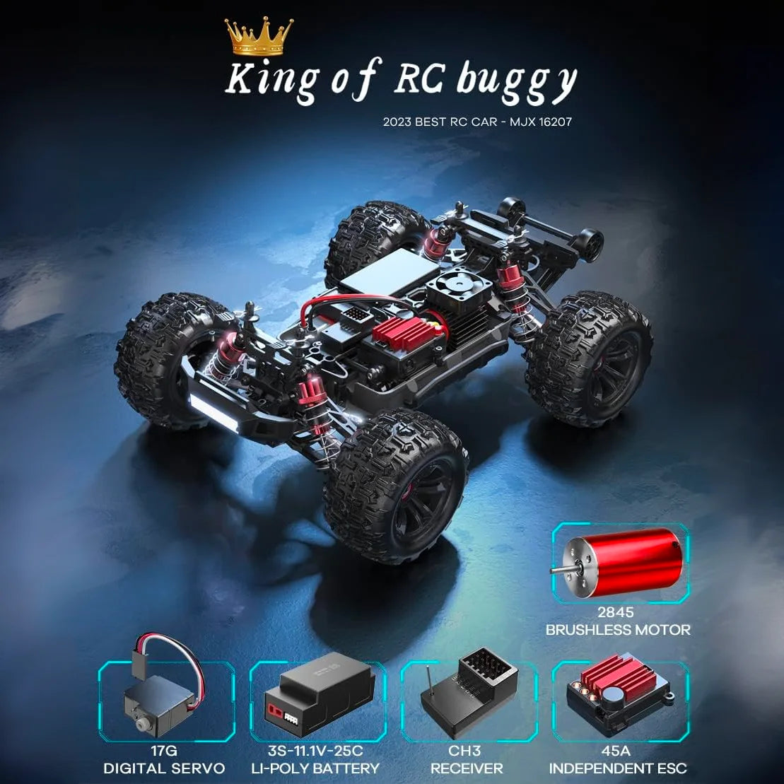 MJX Hyper Go 16207 70km/h 1/16 4WD Racing Car Brushless High Speed Drift Cars 2.4G Remote Control Cars Off-Road Truck Toys