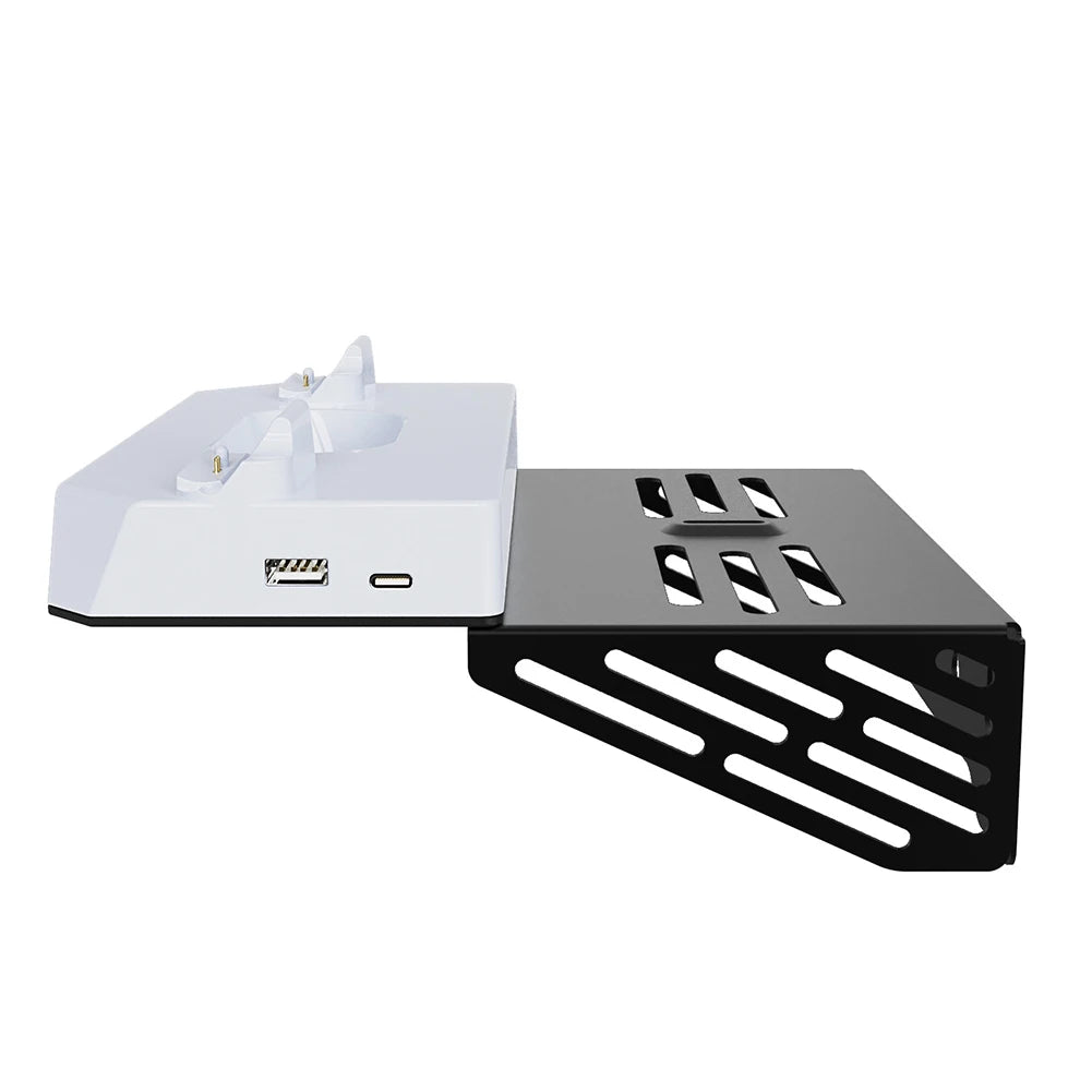 Shelf Floating Mount with Dual Controller Charger RGB Light Wall Stand W/ Headset Holder for PS5/PS5 Slim Disc & Digital Console