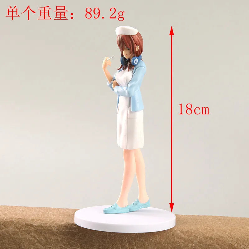 19CM Anime Nurse Nakano Miku Figure The Quintessential Quintuplets Figure Outfit Dress Up Model Cosplay Model Toy Doll Figuine