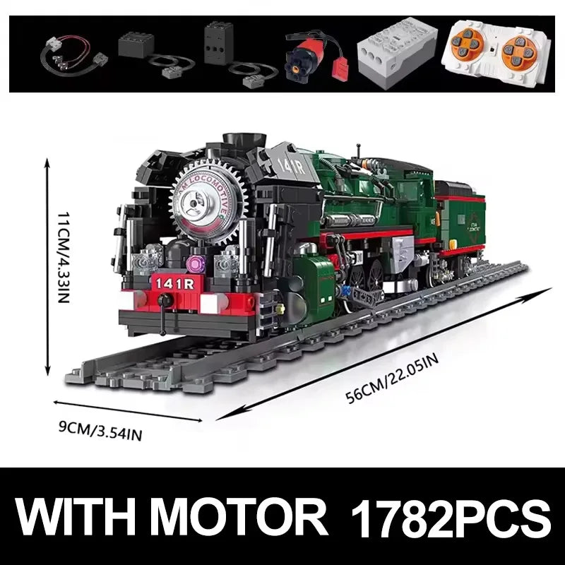 JIESTAR 59098 DIY Electric Train Building Blocks 141R Steam Engine Model Brick Toy for Kids Adults  Educational Birthday Gift