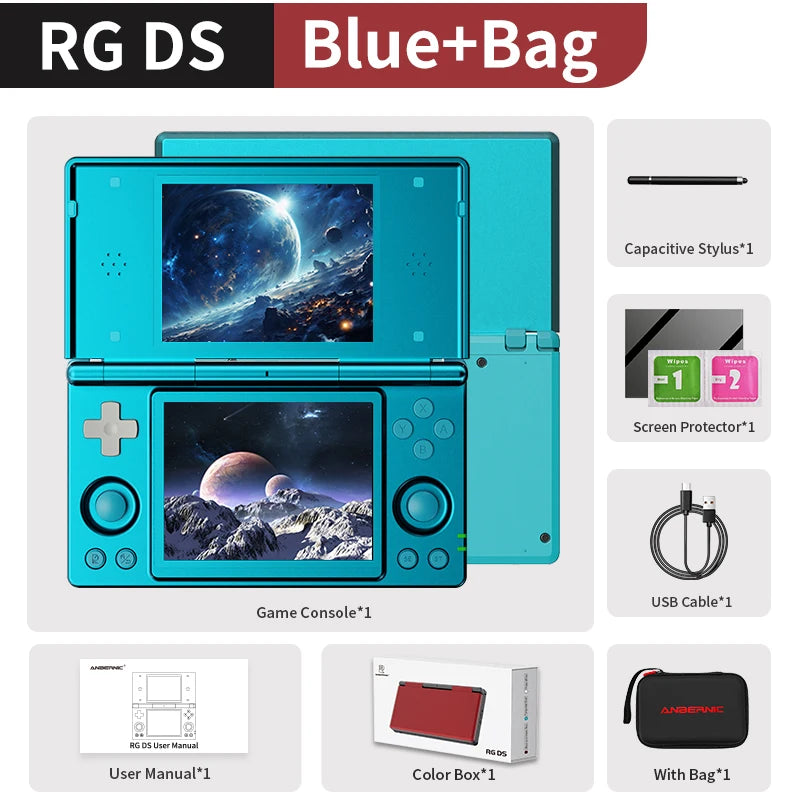Pre-sale Anbernic RG DS Handheld Game Console 4" IPS Dual Screen Android Flip Video Games Player Supports RixelHK Wifi Streaming