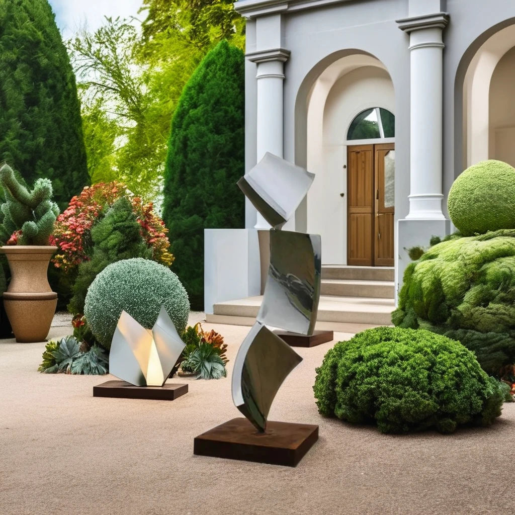 Außendekoration Spiegel Edelstahl Hof Skulptur