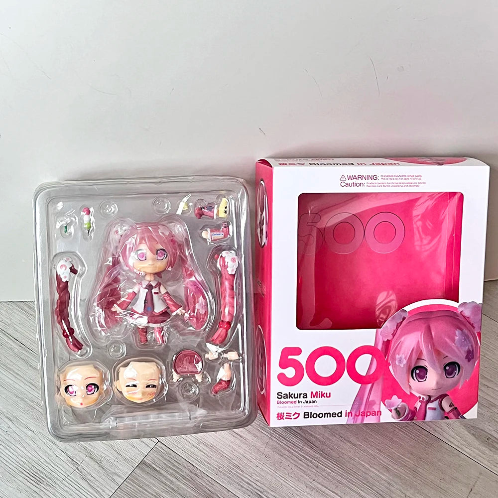 Anime Hatsune Miku 500 Sakura Figure Cute Hatsune Miku Change Face Model Handmade Action Figure Toy Christmas Gifts