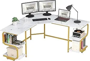 Modern L Shaped Desk with Shelves,64.84" Gaming Computer Desk for Home Office,Corner Desk with Desktop (Black Oak+Black Frame,
