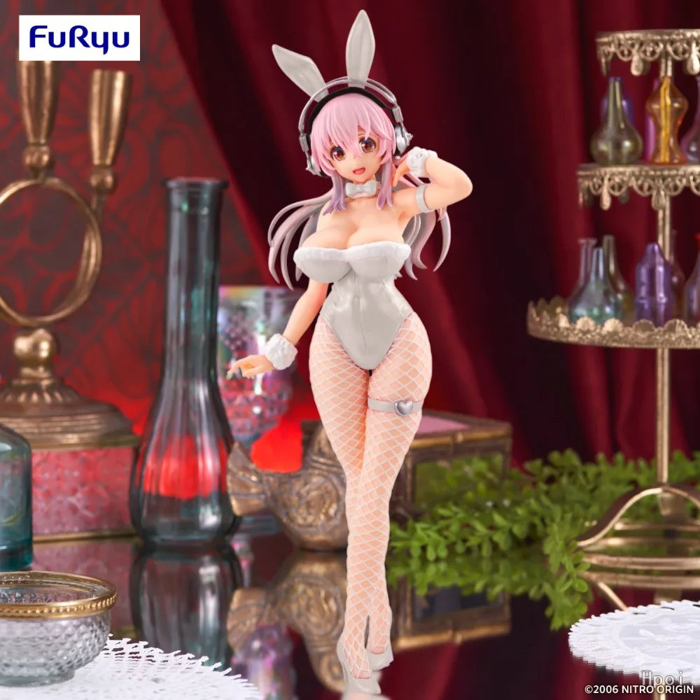 In Stock FuRyu Original Genuine Super Sonico BiCute Bunnies Figure Pearl White Ver. 30cm Sexy Collections Model Toy Figures Gift