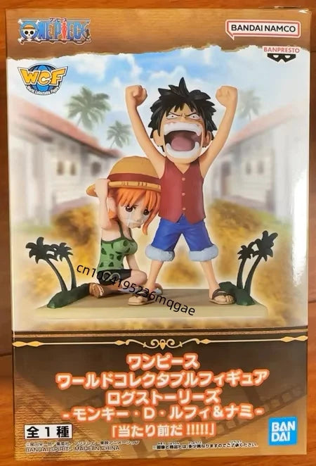 Original Bandai ONE PIECE WCF LOG STORIES Luffy Nami Eneru Anime Action Figures Model WCF desktop Ornaments Gift Decorations
