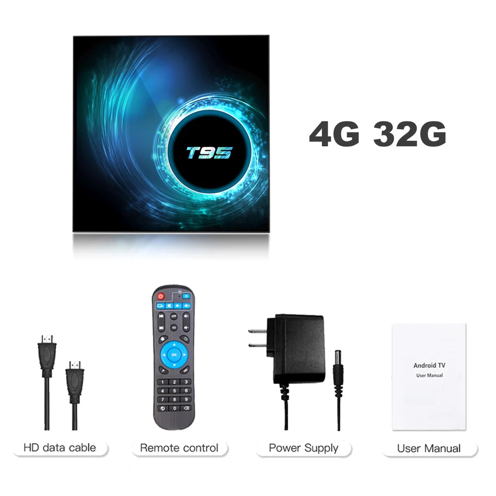 T95 Android TV Box Smart Android 16 H616 Quad Core Dual Band Wifi 2.4G 5G Ram 8GB Rom 64GB 128GB Global Media Player Set Top Box