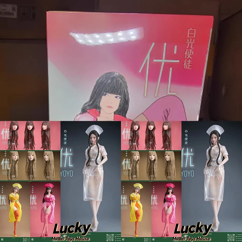 I8TOYS 1/6 Female Figure Beauty Head Sculpt Union Suit Transpaerent Raincoat Heels I8-C008 Clothes Set Accessory For 12" Body