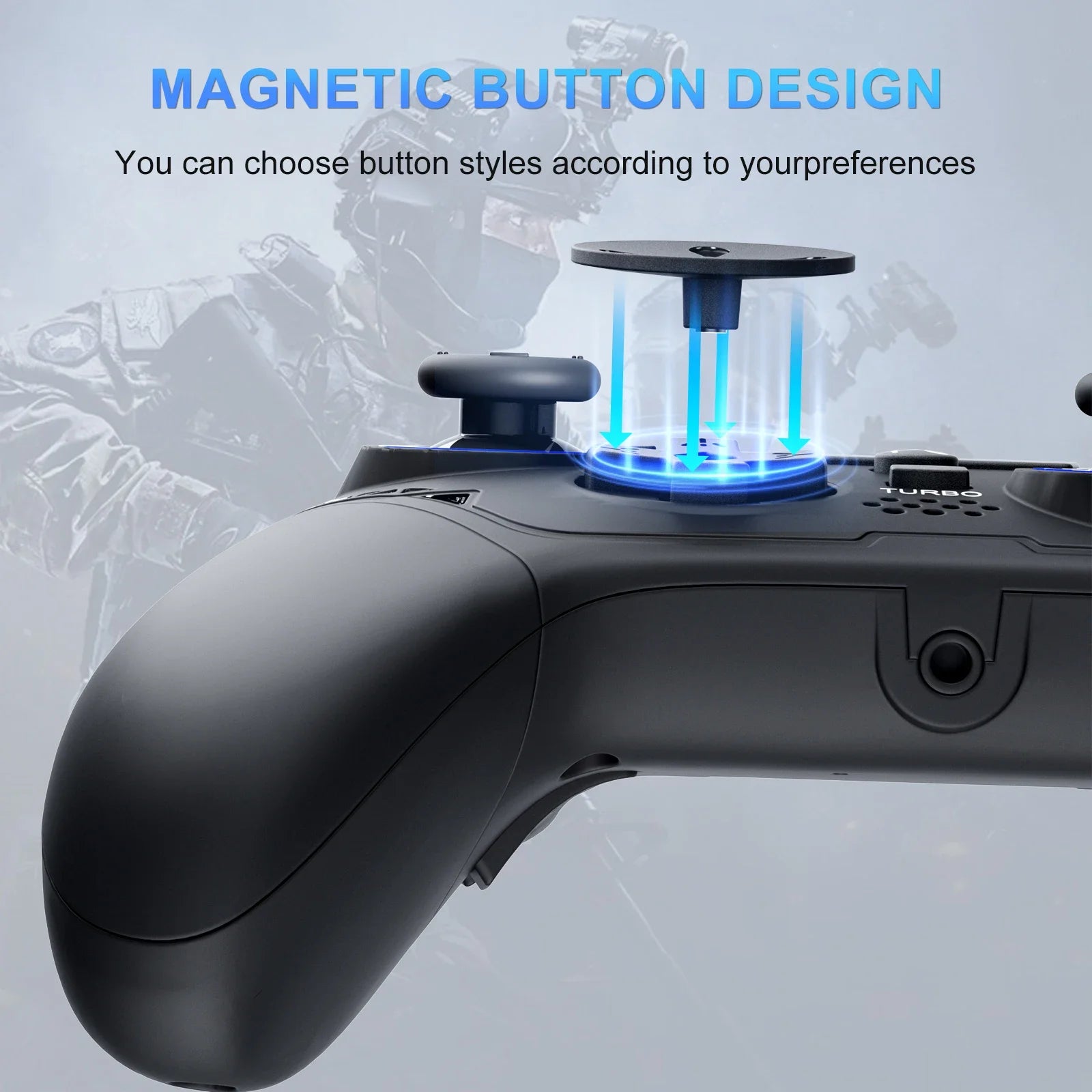 GAMINJA P516F Wired Game Controller For P5/Android/PC Transparent RGB Light Crystal Buttons Hall Sensor Joystick Ergonomic