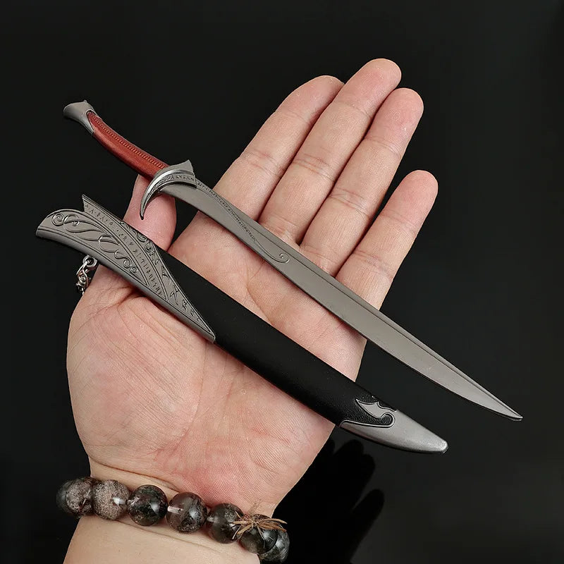 The Lord of the Orcrist Sword Replica – 20cm Zinc Alloy, Non-Sharp Blade with Scabbard, Rings Action Figure Weapon Accessory