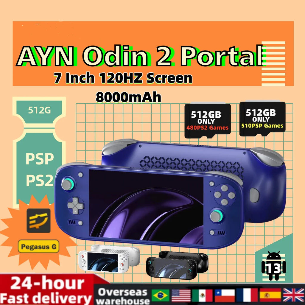 AYN Odin 2 Portal Handheld Game Console 7 Inch 120HZ Screen Android 13 8000mAh 8Gen2 Open Source Retro Video Game Player PS2 PSP