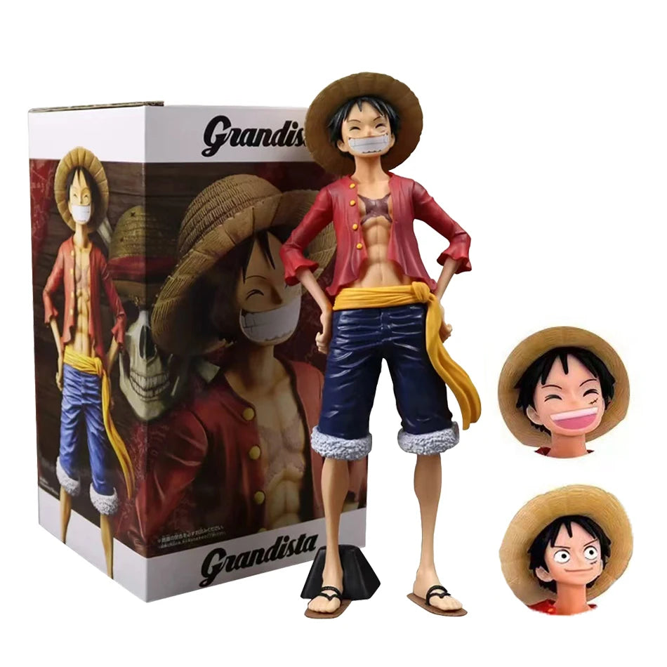 Anime One Piece Figur Selbstbewusster, lächelnder Luffy Drei Formen Gesichtswechsel Gezeiten Spiel Ornamente Sammlermodell Puppe Dekoration Spielzeug