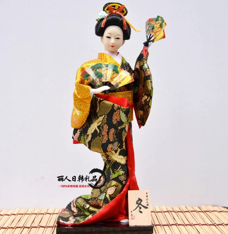 12inch Japanese Geisha Doll Statuette Sitting Figurine Japanese Kimono Kokeshi Kabuki Geisha Handicraft Ornament Birthday Gift