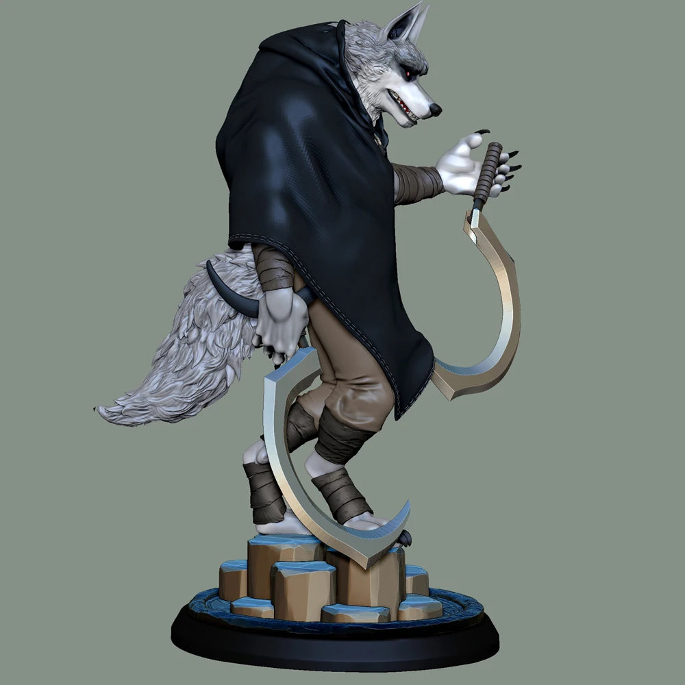 1/24 Wolf Soldier Grey Resin Figurine Toy Unpainted GK Doll Unassembled 3D Print Assembly Miniature Reduction Statue Toy