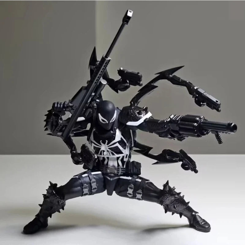 Kaiyodo Revoltech Amazing Yamaguchi Agent Venom Fully Articulated Action Figure Marvel Collectible Model In Stock Figure Ornamen