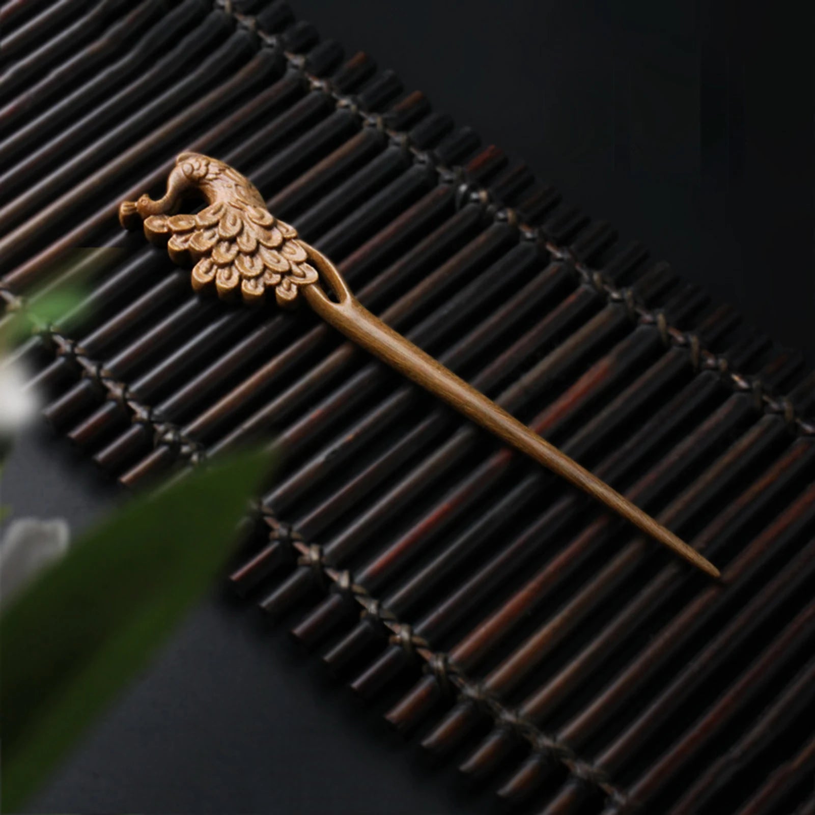 Haarnadel im ethnischen Stil, chinesischer Haarstab, pfauenförmiger Haarverschluss aus Holz, Essstäbchen, klassischer Hanfu-Haarknoten, Schmuck, Diademe für Mädchen