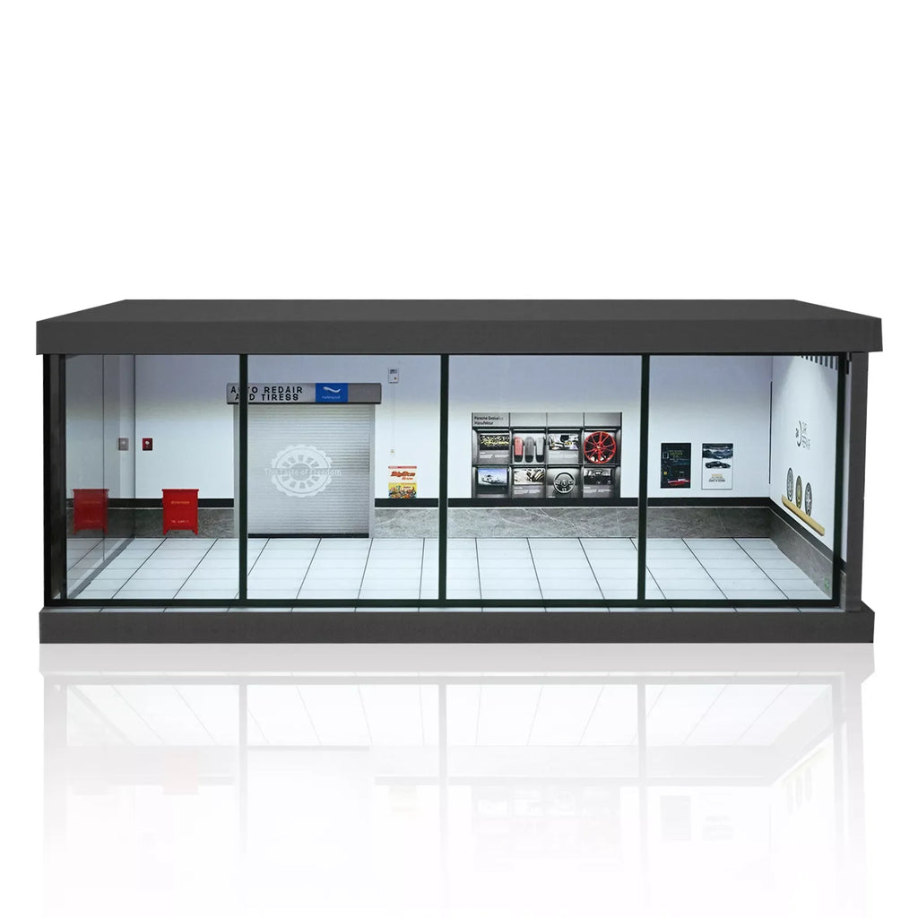 1: 43 Diorama Car Garage Model LED Lighting  Car Showroom Parking Lot Scene Display Models Toys