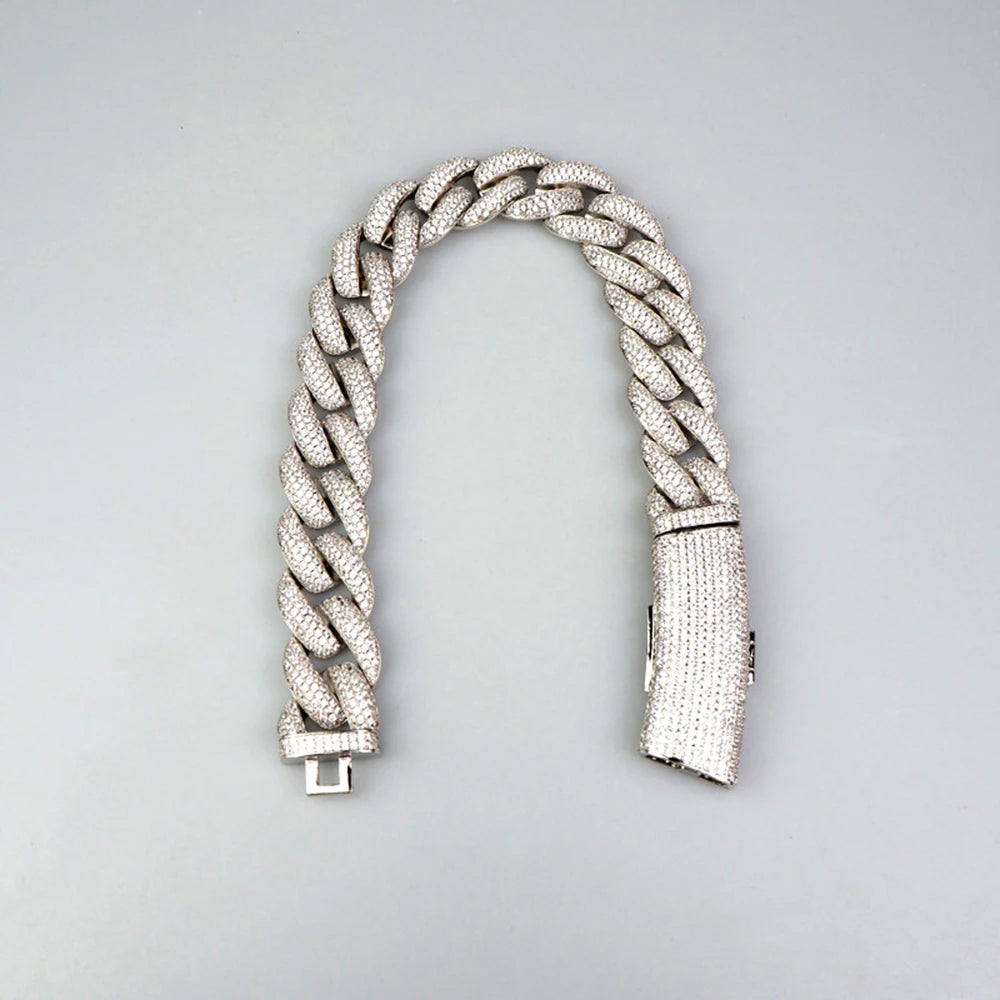 20mm Long Clasp Iced Out Cuban Chain Necklaces for Men Women Bling Zircon Hip Hop Goth Jewelry Drop Shipping