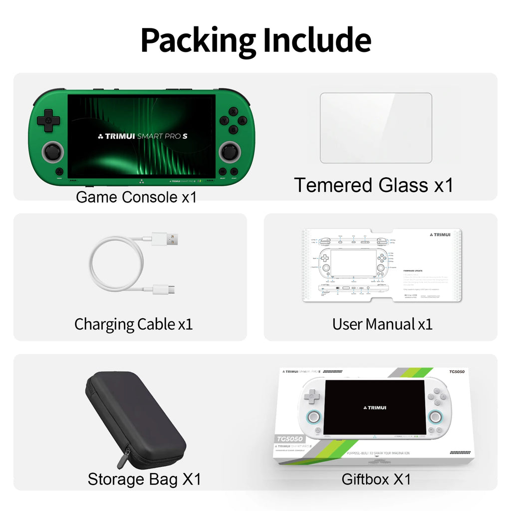 BOYHOM Trimui Smart Pro S TG5050 Handheld Game Console - Best for N64/PSP, Octa-core 2.0GHz, 4.96" IPS Display, 5000mAh Battery
