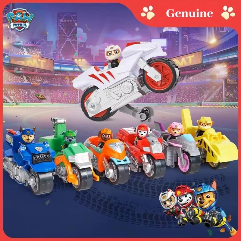 Hot Original Paw Patrol Pull-Back Motorcycle Toys Action Figures Paw Patrol Rescue Vehicle Set Kids Children Toys Birthday Gifts