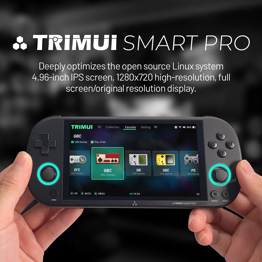64G 128G 256G Portable Handheld Video Game Console 4.96'' IPS Screen Joystick RGB Lighting Smart Pro Retro Handheld Game Player