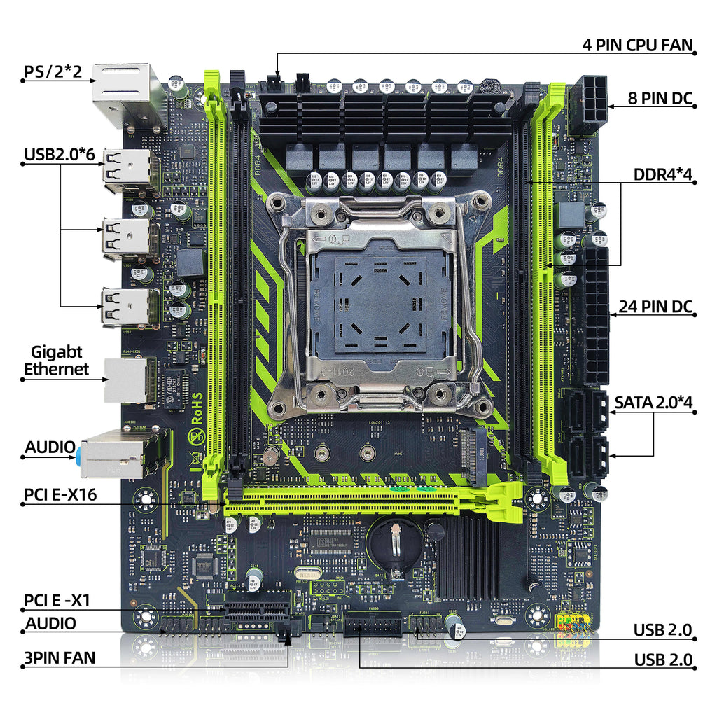 ZSUS X99 Gaming Motherboard Dual Channel DDR4 Memory PCIEx16 LGA2011-3 Support M.2 NVME for Desktop Computer Components