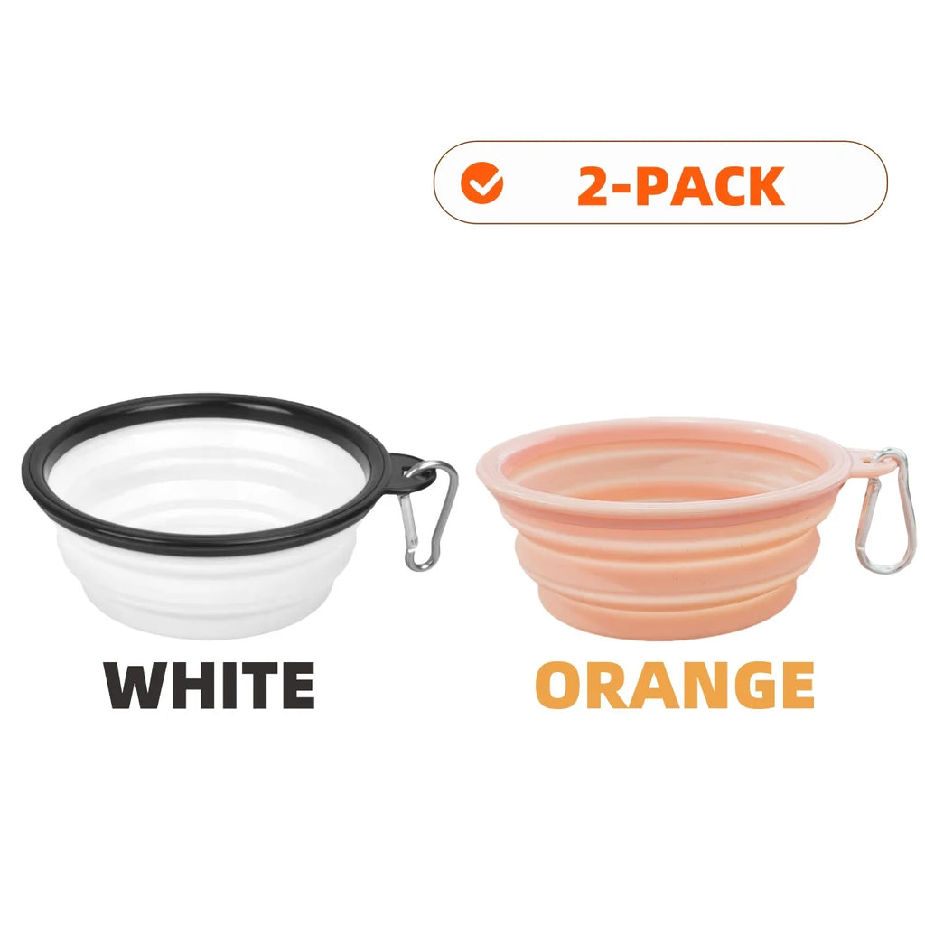 2er-Pack faltbare Silikon-Futter- und Wassernäpfe für Hunde, ideal für Outdoor-Camping und Reisen, mit Karabinerhaken