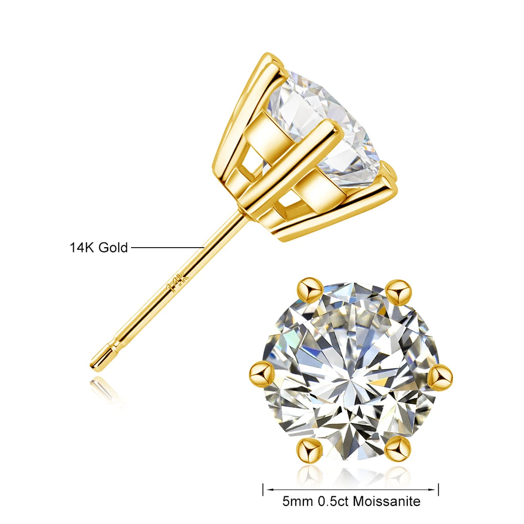 100% echt 14k Gold Moissanite Ohrringe 1ct 2ct 3ct Frauen Highend Luxuriöser 585 K Goldschmuck mit Zertifikat Valentinstag Geschenk