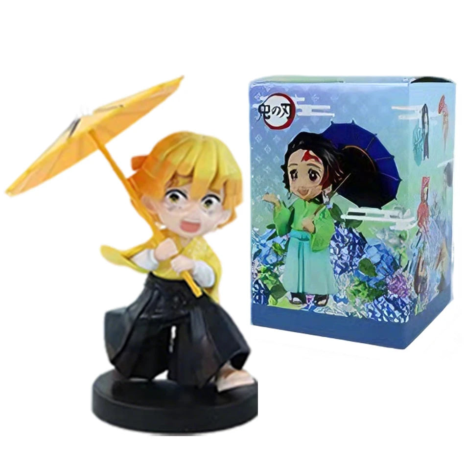 In stock 12cm kawaii  Demon Slayer Plum Rain Series with Box Handmade Model no Yaiba Kamado Nezuko Action Figure Ornament Gift