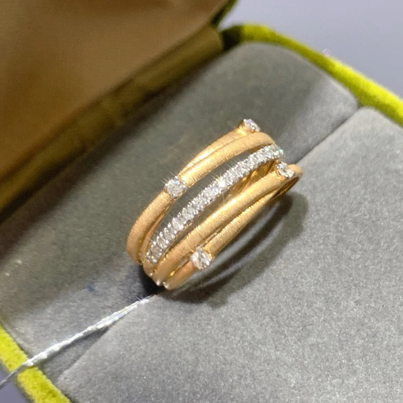 Aazuo Heißer Verkauf Luxus Schmuck 18K Gelb Gold Echt Diamanten 0,25 ct Original Design Ring Geschenk für Frau Engagement Party Au750