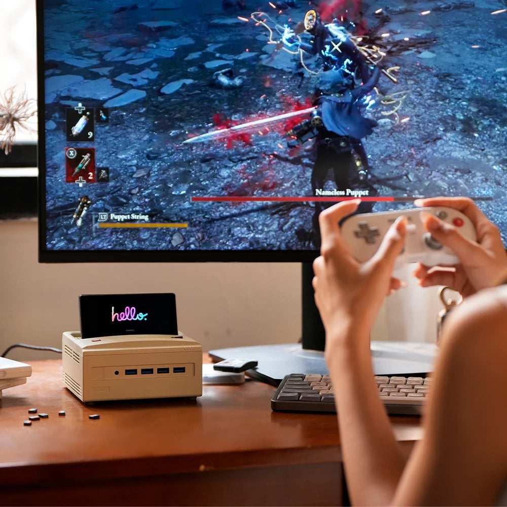AYANEO Retro Mini PC AM01S AMD Ryzen 7 8745HS Flip Secondary Screen Design Mini PC Desktop Computer