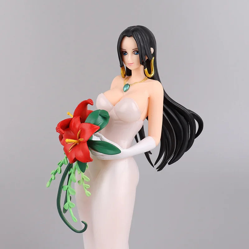 23CM Anime Boa·Hancock Wedding dress Wedding Bouquet Sexy figure PVC Model toys doll Collectible Ornaments Gift