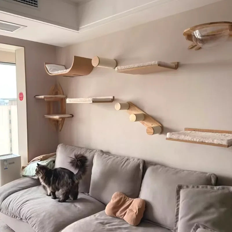 Cat Climbing Shelves Wall-Mounted Cat Tree Tower Sisal Stairs Scratching Post Indoor Cats Gym Catwalk In Sky Accessories Toy