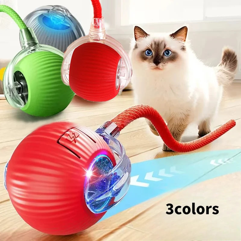 Interaktiver Katzenball: Automatischer Rollball für Kätzchen, wiederaufladbar, intelligentes elektrisches Haustierspielzeug mit Reizsensor