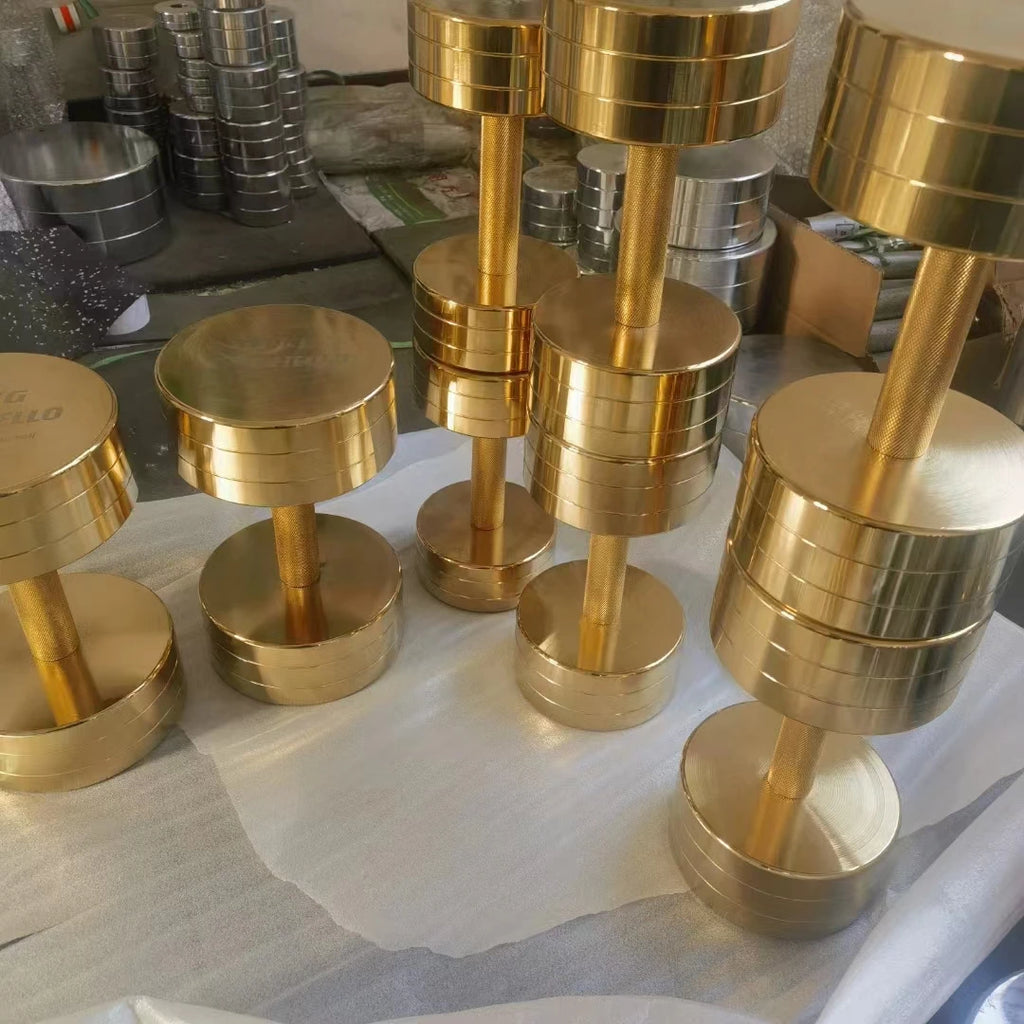 Wholesale High Quality Gold Chrome Dumbbells Home Gym Equipment Chrome Dumbbells