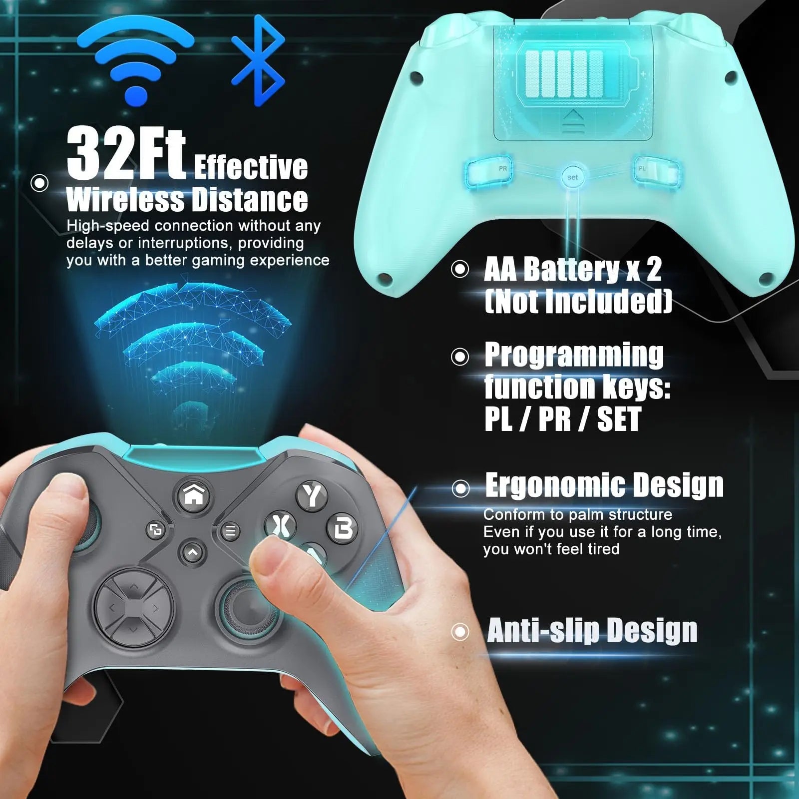 Wireless Controller for Xbox One /Xbox Series X/S/PC/Steam Game Control Joystick W/ Dual Vibration/Marco/Turbo Function Gamepads
