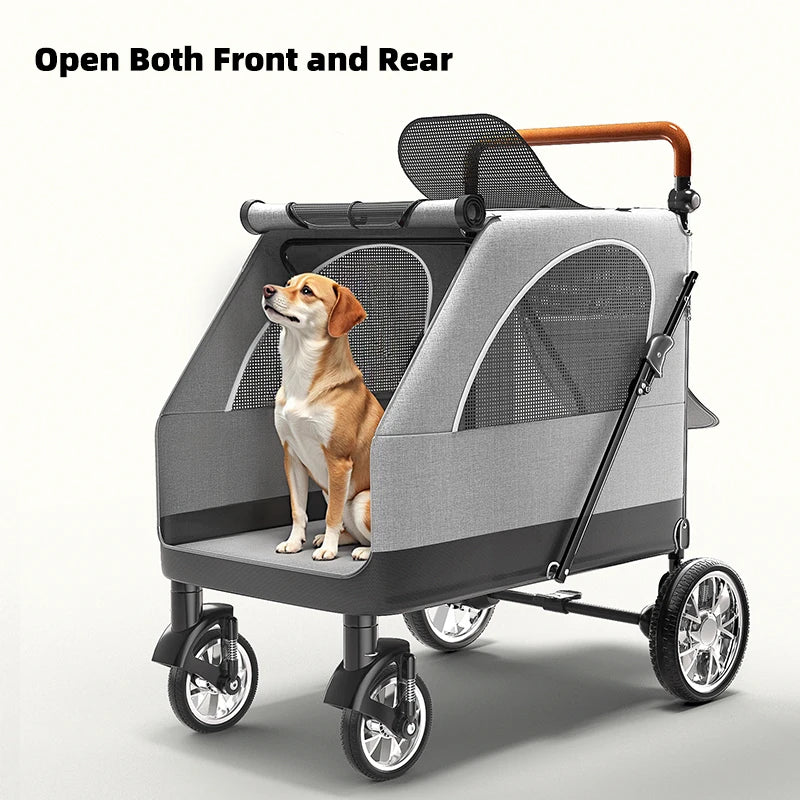 BELLO Large Pet Strollers Cart Dog Stroller Cart Folding Large Space Bearing 55KG Outgoing Pet Dog trolley