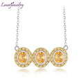 LOVERJEWELRY Halskette mit Anhänger für Mädchen, natürlicher Edelstein, Schmuck, reines 18 Karat Weißgold, gelber Saphir, Diamant-Anhänger für Frauen, Geschenk
