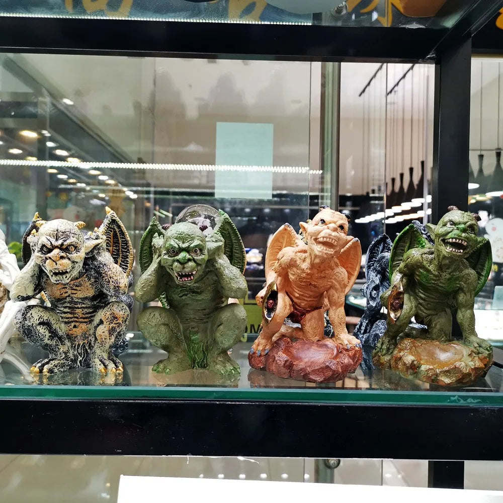 Gargoyle Resin Craft  Stone Monster Ball Holder   Crystal Ball  Mineral Specimen Stand  Decorative Ornament  Gift